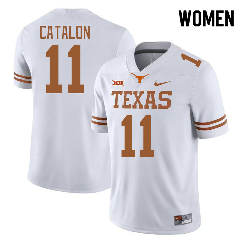Women #11 Jalen Catalon Texas Longhorns 2023 College Football Jerseys Stitched-White